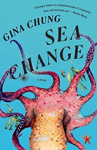 The cover of Sea Change. A blue background with a sea creature. The text is in black caps.
