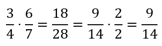 Three-fourths times six-sevenths, with an extra step.