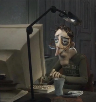 Coraline’s father working at his desk