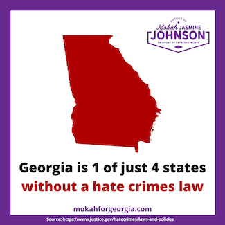 Georgia is 1 of just 4 states without a hate crimes law.