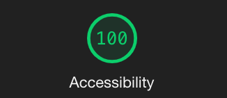 Screenshot of test. Accessibility test score of 100