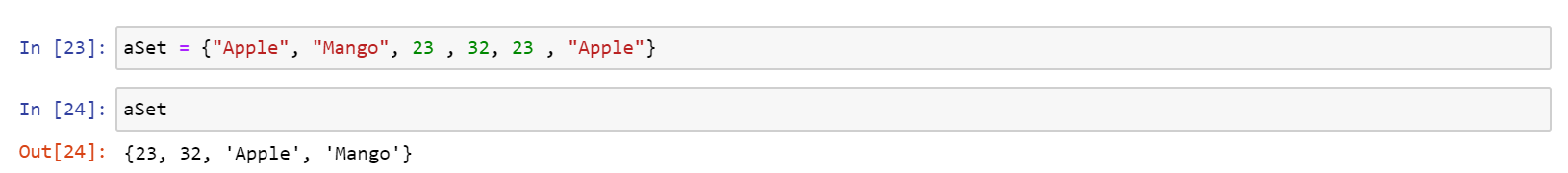 Duplicates are not shown in Set