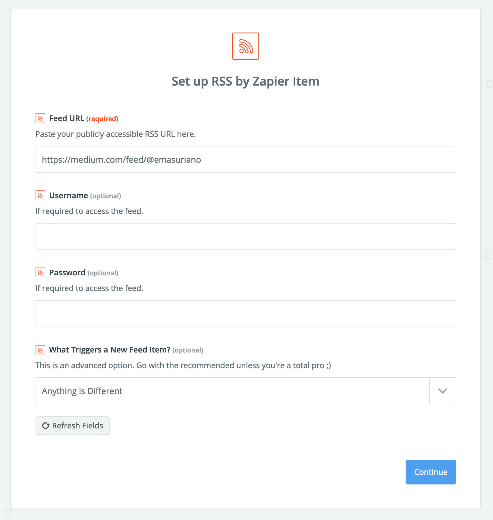RSS Zap options