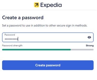 Sign Up flow enter password screen