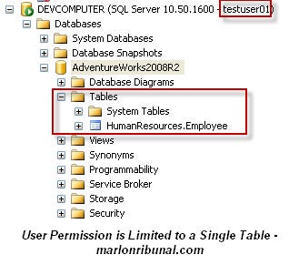 Limiting User Access to a SQL Server 2008 R2 database
