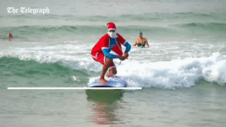 surfing santa