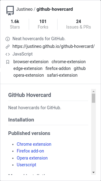 GitHub Hovercard