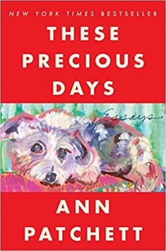 Book cover for These Precious Days (2021) by Ann Patchett. The painting of her dog is by Sooki Raphael.