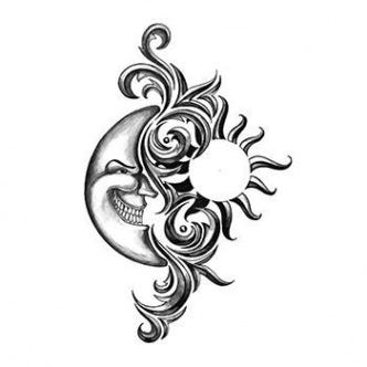 Iron Tribal Sun-Moon Temporary Tattoo - moon and sun tribal tattoobr /
