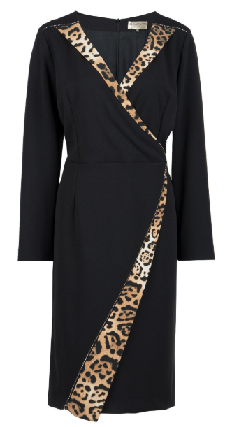 Черное платье с леопардовой отделкой ELISA FANTI, арт. 2А077