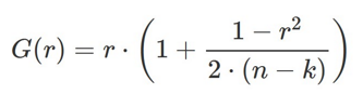G(r)=r⋅(1+ ((1−r²) / 2 / (n−k)))