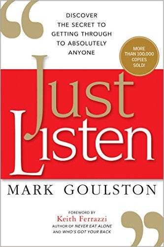 Image result for just listen mark goulston book cover