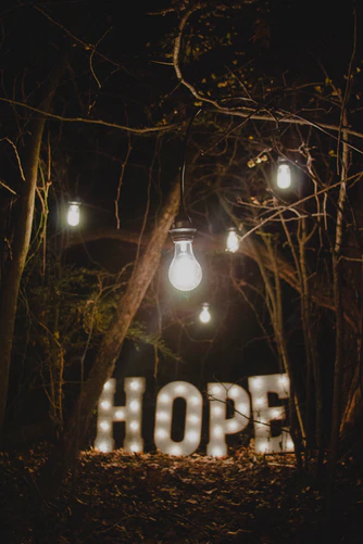 Lit sign spelling hope