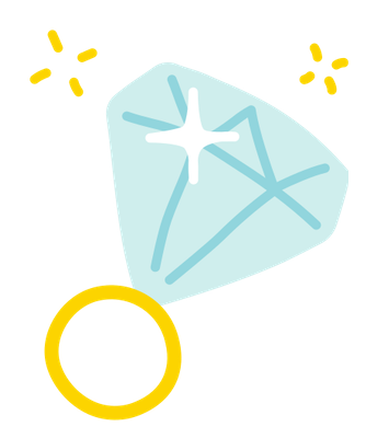 Shiny diamond ring with sparkles around