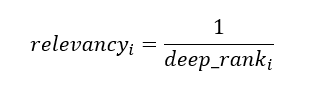 A formula for a smooth relevancy defined as the reciprocal of deep rank.