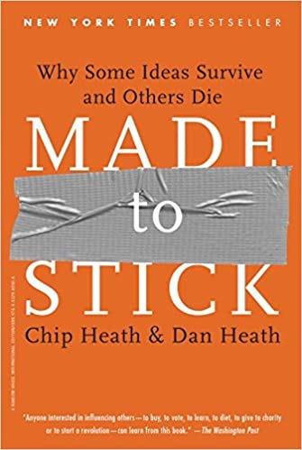 Book cover of ‘Made to stick’ by by Chip Heath and Dan Heath