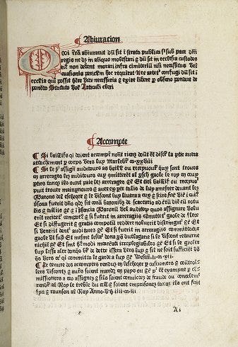 Page of text beginning with an illuminated initial ‘Q’