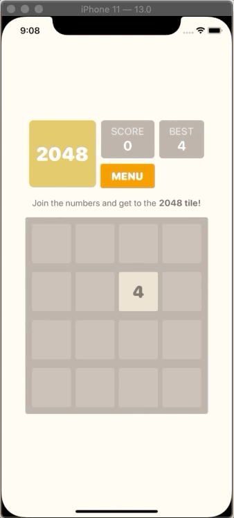A GIF of the 2048 game made with SwiftUI