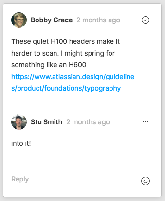 A screen grab of the commenting experinece in Figma