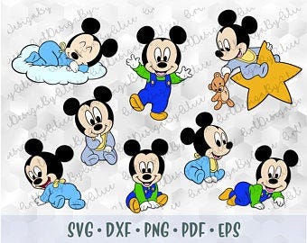 Svg png Mickey Mouse Baby Babies Layered Cut file Cricut Silhouette Iron on Transfer Sublimation Child Kid Mickey Baby Template Stencil