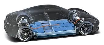 A x-ray visual of an EV with it’s battery cells at the bottom. The EV in the photo appears to be the unreleased Tesla Roadster.