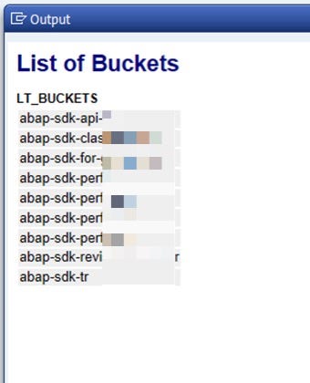 Program Output: List of buckets