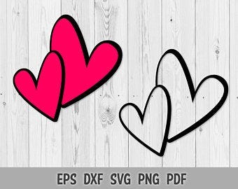 Svg png Hand drawn Doodle Hearts Love Valentine Day Layered Vector Cut files Cricut Silhouette Iron on Template Valentine’s Doodles Print