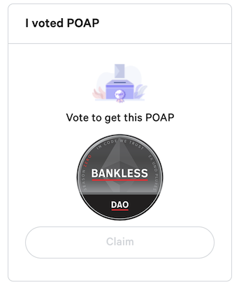 A POAP showing that a user voted on a DAO initiative.