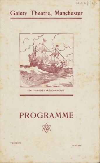 Theatre programme with a ship on the cover