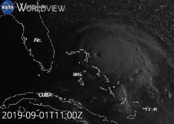 Hurricane Dorian moving toward Florida - September 1, 2019