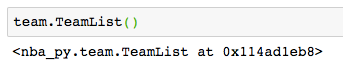 Calling team.TeamList()