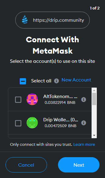Connecting wallet 3 to Drip network.