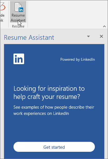 On the Review tab, click Resume Assistant. If it's the first time you've used Resume Assistant, click Get started.