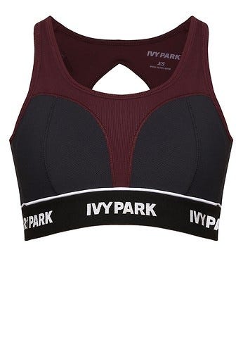 Ivy Park<br>Elastic Logo Rib Block Cut Out Bra