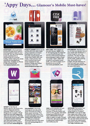 Wingit app in Glamour UK page Appy Day