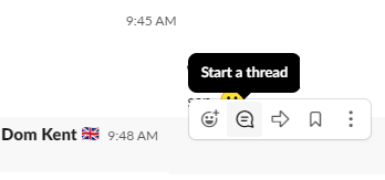 Start a thread in Slack