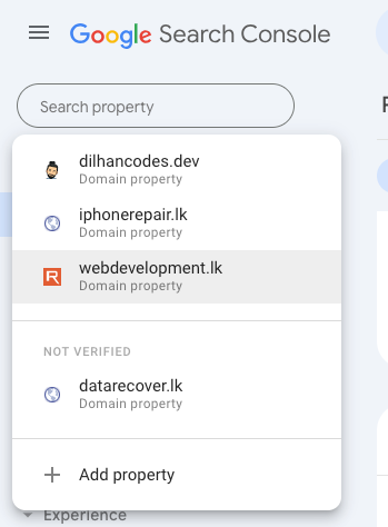 how to add google search console property