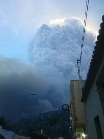 Plume of smoke from a wildfire in Valencia,  Spain