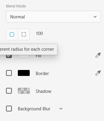 The radius option in Adobe XD