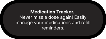 A tooltip telling Emily what a Medication tracker does