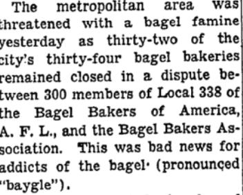 New York Times famine de bagels