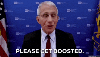 GIF of Anthony Fauci saying “Please get boosted.”