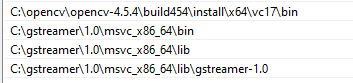 Path system variables for Gstreamer windows 10
