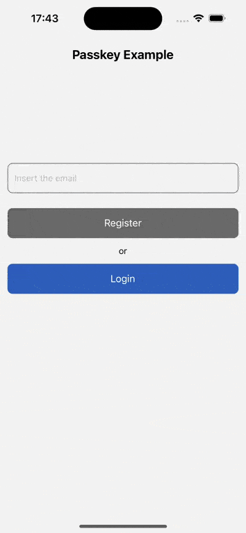 An example of passkey registration and authentication with a react native mobile app