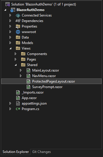 Folder structure after adding ProtectedPagesLayout