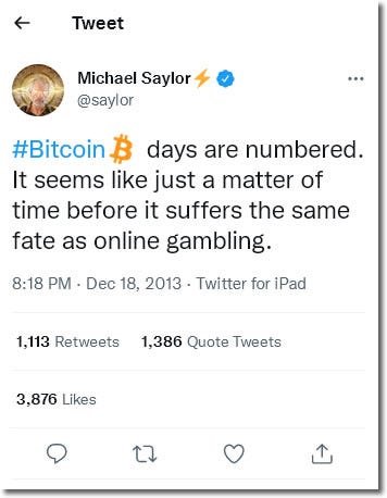 Michael Saylor’s tweet that Bitcoin’s days are numbered