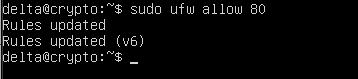 Run command sudo ufw allow 80