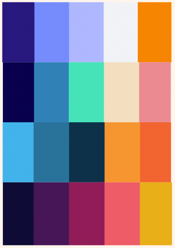 A colour palette, made up of multiple rectangles side by side with different colours.