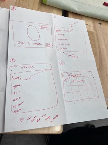 A paper prototype outlining our AAC device.
