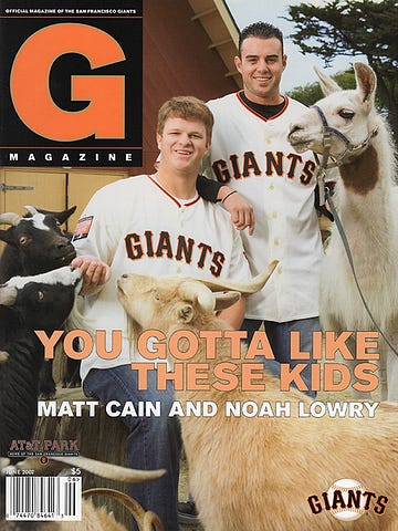 giants magazine, june 2007, matt cain, noah lowry, you gotta like these kids